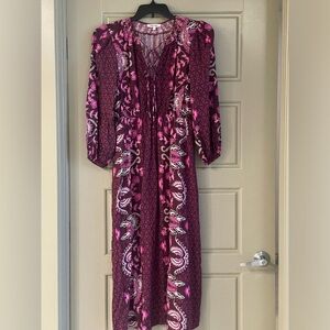 CELINA MOON Long Sleeve Dress in Purple and Pink